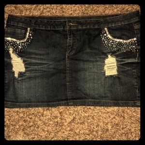 Bedazzled blue jean skirt